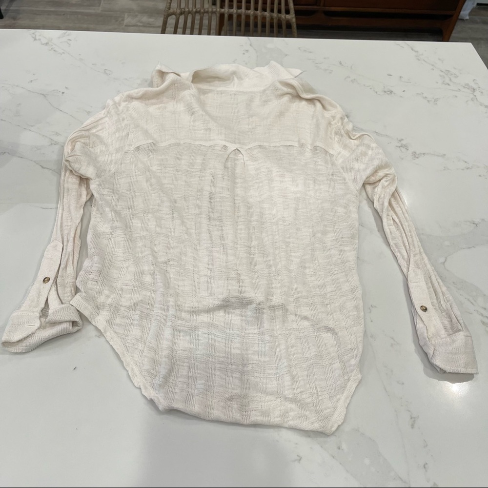 Free People cream long sleeve button down top - Picture 13 of 14
